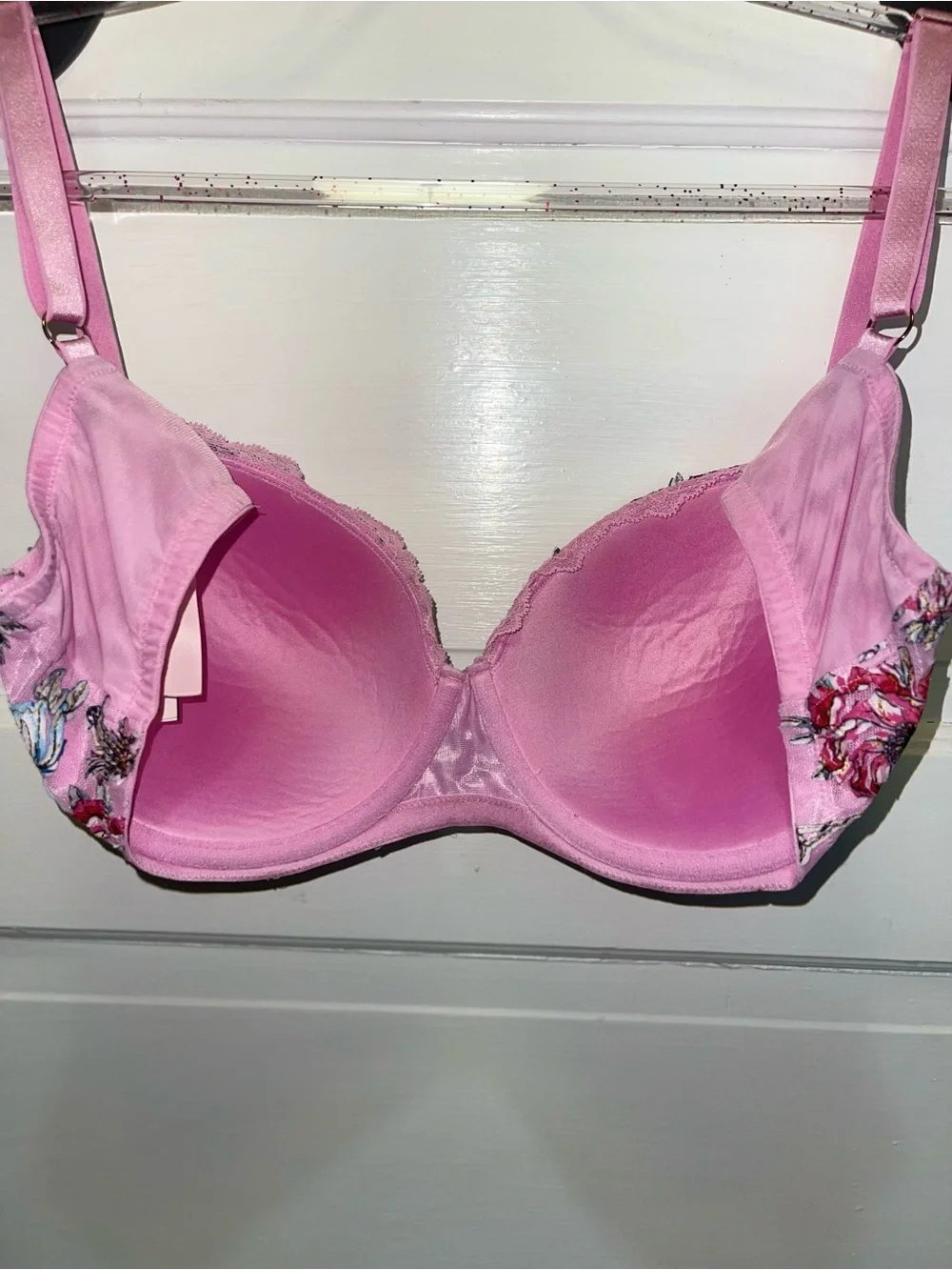 Victoria’s Secret Dream Angels Lined Demi Bra 36DD Embroidered Pink Floral